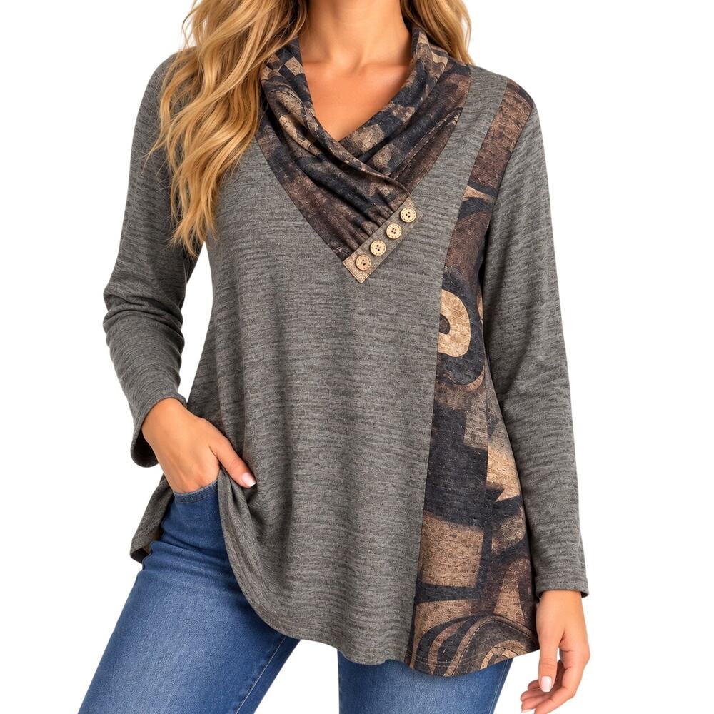 NEW NWOT Shana Sz XS Wearable Art to Wear Cozy Artsy Winter Blouse Shirt Top